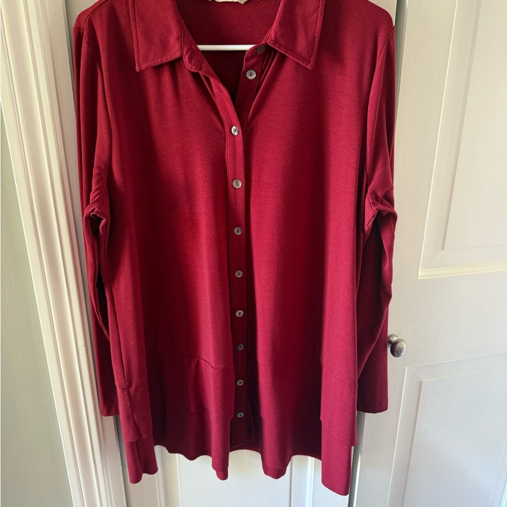 Soft Surroundings, Wine Button Up Euc - image 5